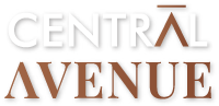 Central Avenue logo with bold white and brown typography, featuring a stylized letter 'A' forming a roof design.